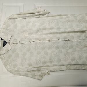 Cream and Green Patterned Short Sleeve Shirt